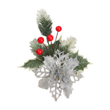 10-Pack Christmas Snowflake & Holly Ornaments, Lifelike Berries/Needles, 6.3x5.1x3.9in Silver – Tree, Mantel, Holiday Gift Decor