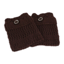 Women's Crochet Knit Leg Warmers Acrylic Dark Grey and