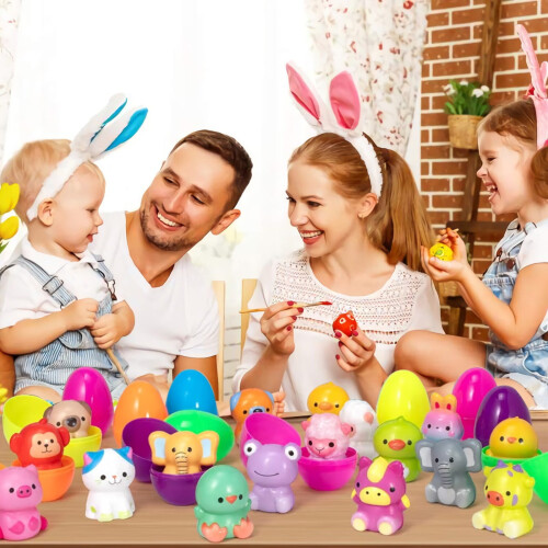 Prefilled Easter Eggs with Rubber Toys 48/24/12 Pcs 2