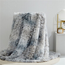 Faux Fur Throw Blanket Grey Plush Sherpa Fleece 50x60 in