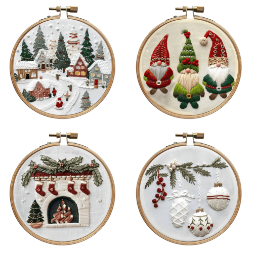 Christmas Embroidery Kit for Adults 4-Set