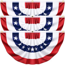 Tupukom 3-Pack American Pleated Half-Fan Bunting Flags – Outdoor Patriotic Decor for Memorial Day, 4th of July & Independence Day