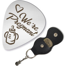 Stainless Steel We're Pregnant Guitar Picks with Holder and
