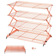 15.75" 4-Tier Foldable Cooling Rack - Adjustable Stackable Gold Metal Baking Rack for Kitchen Counter Storage