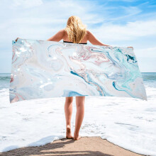 FAMTKT Super Lightweight Colorful Sandproof Beach Towels – Microfiber Multi-purpose Towel for Travel, Pool & Vacation (Compatible with All Beach