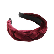 Clearance! Non-Slip Braided Headbands for Women & Girls – Vintage Wide Padded, Wine Color – Compatible with All Hair Types