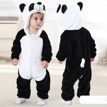 Toddler Halloween Panda Halloween Flannel Hooded Romper Autumn Winter Homewear Toddler Birthday Party Dress up Outfit