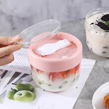 Leakproof Overnight Oats Containers with Lids, BPA-Free Mason Jars for Cereal/Yogurt/Meal Prep, Portable Breakfast Cups with Spoon
