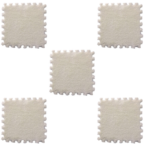 Dengmore polyester velvet square carpet beige 5 pcs 1