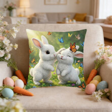 Easter Throw Pillow Cover 18x18 Fluffy Faux Fur