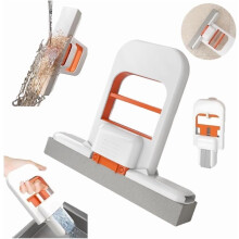 Mini foldable desktop mop with self-squeeze sponge, wet and