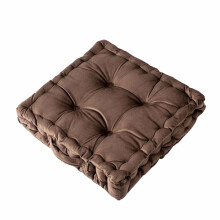 Square Velvet Floor Pillow, Thick Meditation Cushion for Yoga & Living Room Decor – Brown, 16'' (Compatible with Floor Seating)