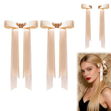 Magnetic Bow Hair Clip Butterfly Design 2pcs Champagne