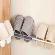 3-in-1 Bathroom Slipper Rack Gray Wall-Mounted Foldable