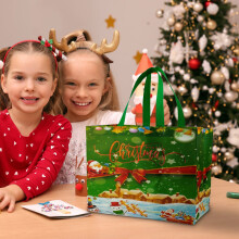 Reusable Christmas Gift Bags with Handles, Non-Woven Treat & Shopping Bags, 12.6"x9.8"x6.7", Party Supplies