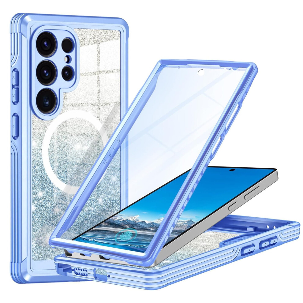 Galaxy S25 Ultra Glitter Case With Magsafe, Shockproof, Blue 971050803746