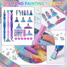 21-Pc Diamond Painting Pen Kit: 12 Metal Screw-Thread Tips, 6 Clay, 5D Tools – Compatible with All Diamond Art Kits