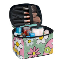 Portable Makeup Bag Polyester Practical Pastel Floral Waves Men and Women