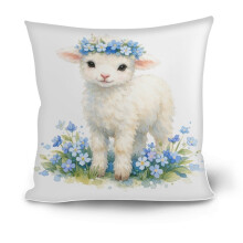 Watercolor Flower Throw Pillow Cover Easter Bunny Floral