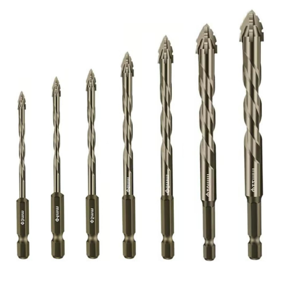 Four-Blade Serrated Eccentric Drill Bits Set Hss 7Pcs 3-12Mm 971050785912