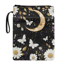 Zipper Book Cover Sleeve – Polyester Protector for Paperbacks, Hardcovers, Notebooks, Bibles, Journals & Textbooks – Decorative Design