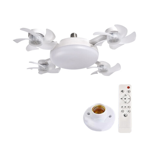 Ventilatore da soffitto con luce LED e telecomando, colore bianco 1