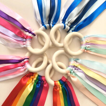 8 Pcs Waldorf Hand Kite Set Colorful Ribbon Sensory Toys Rings Learning Waldorf Toys for Toddlers Learning (4 Assorted Colors)
