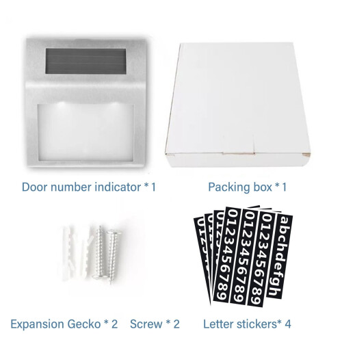Solar House Number Sign Light Vertical Reflective LED 1pc 2