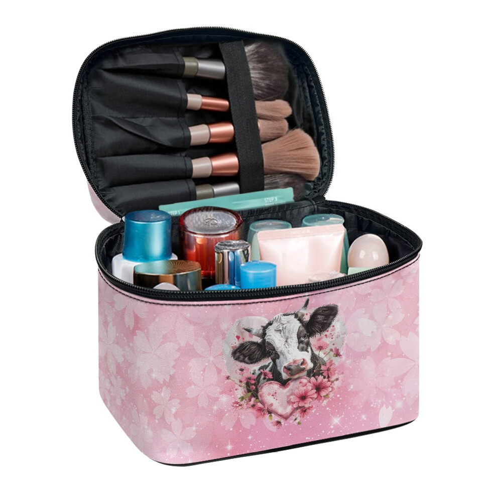 Cosmetic Travel Bag Polyester Floral Cow Pattern 1 Pack