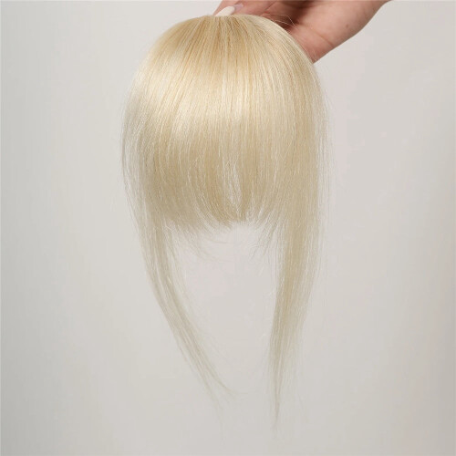 Franja de cabelo humano com presilha, extensão de cabelo estilo franja de ar, 11,4 cm (4,5 polegadas) 2