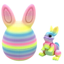 2PCS 3D Printed Easter Eggs with Bunny Inside, 3D Printing Animals Toys for Home Executive Desk Decor Crayon Color 8*5 cm
