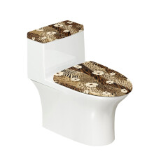 Mixed Texture Pattern Design Adjustable Toilet Lid Cover Elastic Edge Soft Elastic Installation Toilet Seat Cover Replacement Fits All Toilet Shapes