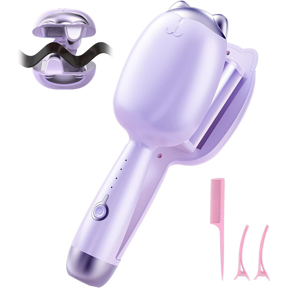 Mermaid Wave Hair Curler Double Barrel Purple