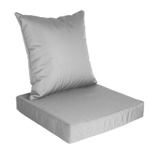 Outdoor Seat Cushion Set, 18" & 19" Square, Waterproof, Removable Cover, Deep Seat & Back Cushions for Chair/Sofa/Couch, Silver Grey