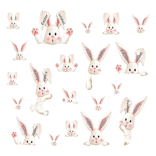 Easter window clings with bunnies and eggs, 12 pcs