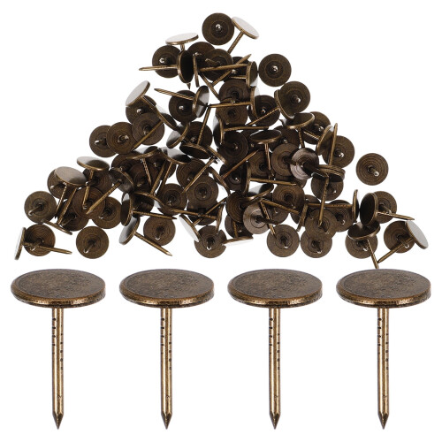 Flat Head Thumb Tacks Dark Brown Iron 100 pcs
