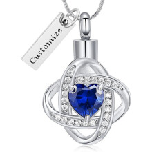 Love Knot Cremation Pendant with Birthstone Ashes Urn