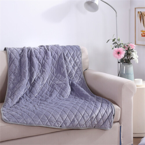 Electric Heated Blanket Throw Gray Portable 1