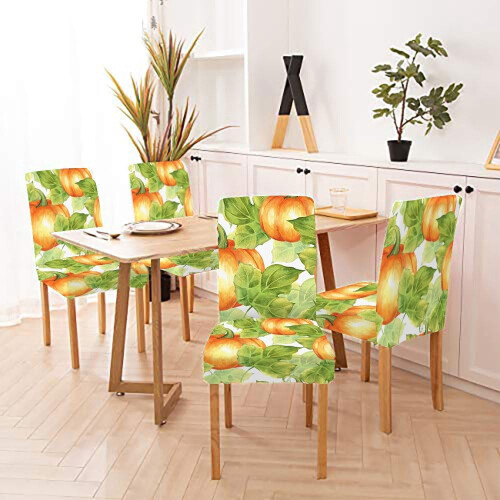 Orangefarbene Halloween-Stuhlhussen, abnehmbar, 4er-Set ... 1