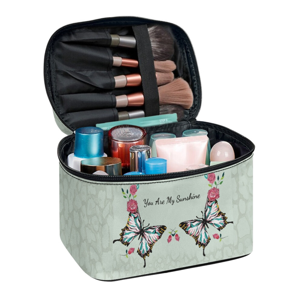 Makeup Organizer Case with Butterfly Floral Pattern