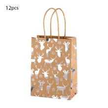 12Pcs Christmas Kraft Gift Bags (8.3"x5.9"x3.1", Silver) – for Wrapping, Party Favors, Classrooms, Weddings – Compatible with Xmas Decor