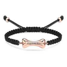 Dog Bone Pet Urn Bracelet Ashes Keepsake Adjustable Bone Cremation Jewelry Braided Rope Urn Bracelet for Human / Pet