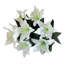Clearance! 10-Head Milky White Artificial Silk Lilies Bouquet for Wedding & Party Decor – 1pc, compatible with home decor