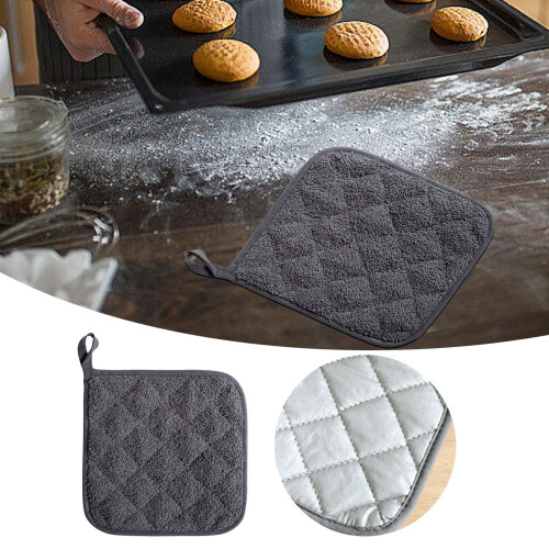 Oven Mitts BBQ Gloves Grey Cloth Heat Insulation One Size 1