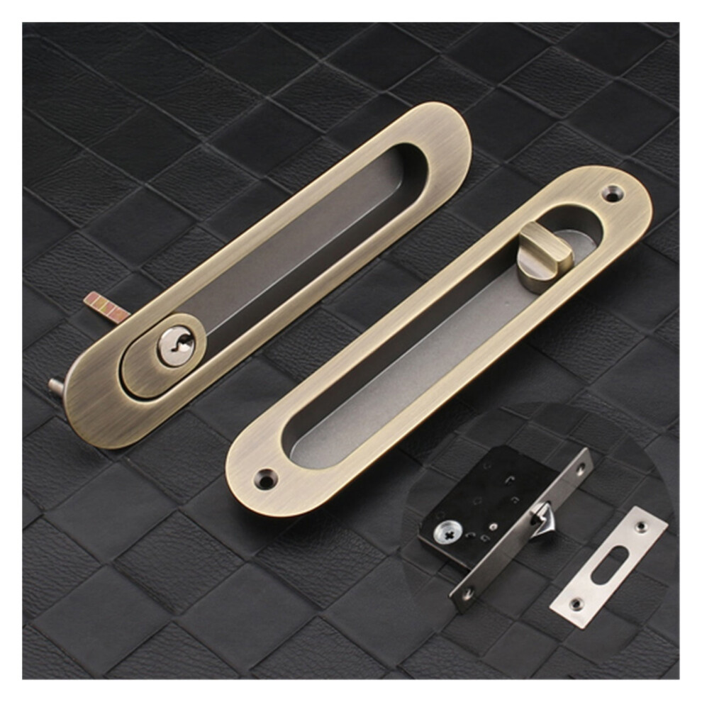 Sliding Door Sliding Door Lock Safety Lock, Barn Door Cabinet Embedded Hardware Suit Wood Door Handle Interior Door Furniturelock,Superior Strength 9193271930389