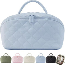 2026 New Petition Makeup Bag for Women – 180 Lay-Flat, Water-Resistant, Puffy Padded Organizer with Compartments, Compatible with Travel