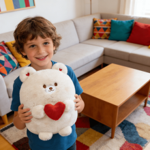 Heart Plush Bear Stuffed Toy Soft Fluffy Red Heart Accent