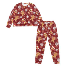 Christmas Pajama Set for Women Snowflake Printed Sleepwear Round Neck Pjs Set Long Sleeve Loungewear for Home, L