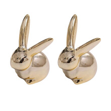 Elegant Gold-Plated Rabbit Head Wall Hooks Decorative and Functional Set of 2 for Home and Office Use