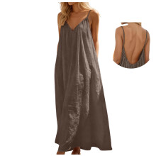 Backless Cami Dresses for Women V Neck Spaghetti Strap Maxi Dress Open Back Womens House Dresses Casual Dresses for Women Summer